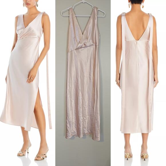 Jason Wu Collection Dresses & Skirts - Jason Wu Deep V Bias Cut Twist Midi Dress – Satin Elegant Style